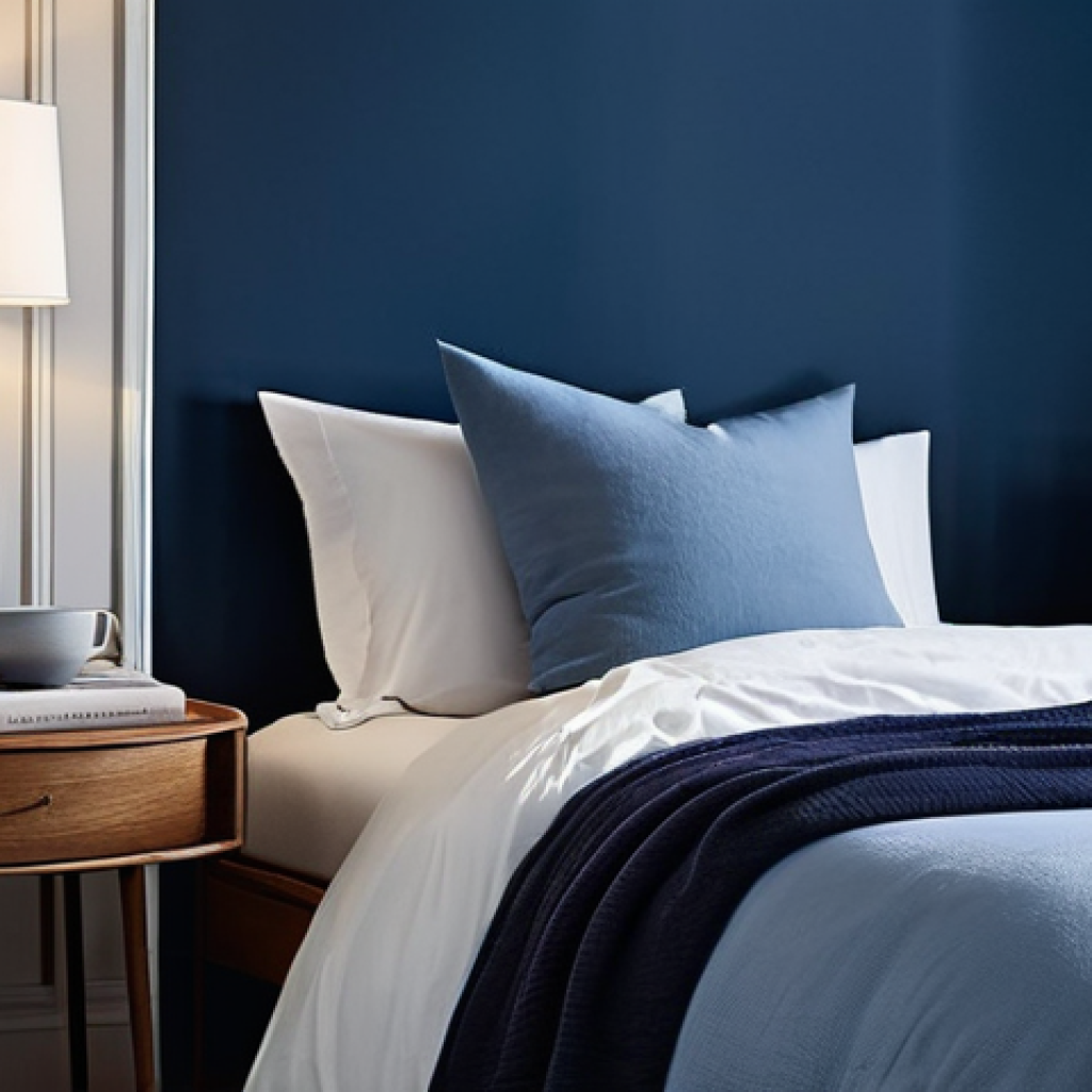 주거 공간 색상 선택 가이드 - **A Serene Bedroom Oasis:**
    An image depicting a calming and restful bedroom. The wall behind a ...