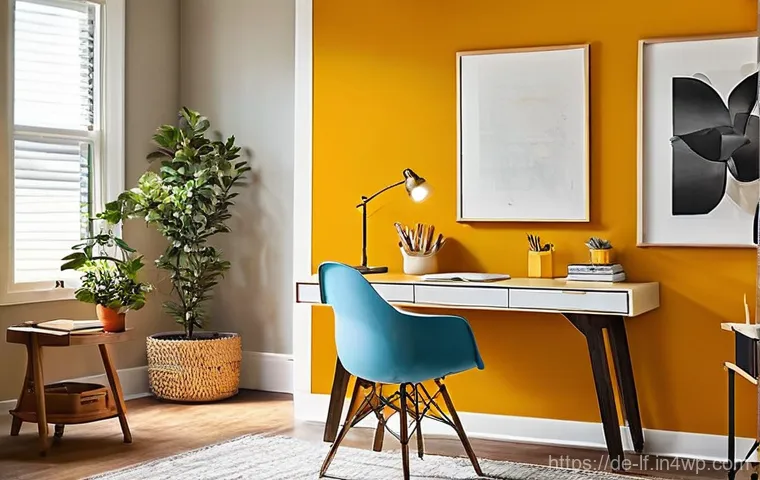 홈 오피스 색상 선택 시 고려 사항 - **Prompt: The Serene Focus Home Office**
    "A bright and airy home office, designed for deep conce...